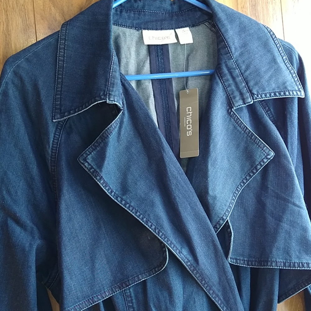 Chico's Denim Trench Coat NWT